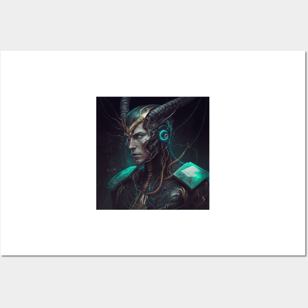 Cybernetic Cyborg Inspired Loki, Midjourney AI Wall Art by AICreateWorlds